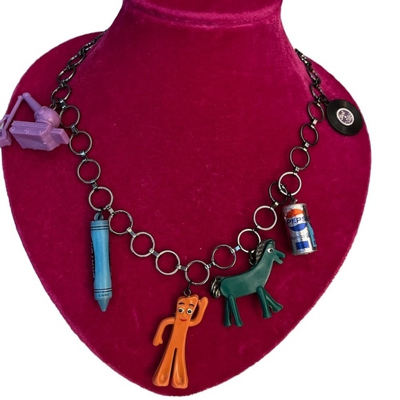 OGT Couture Jewelry - Gumby & Pokey Charm Necklace Vintage Upcycled